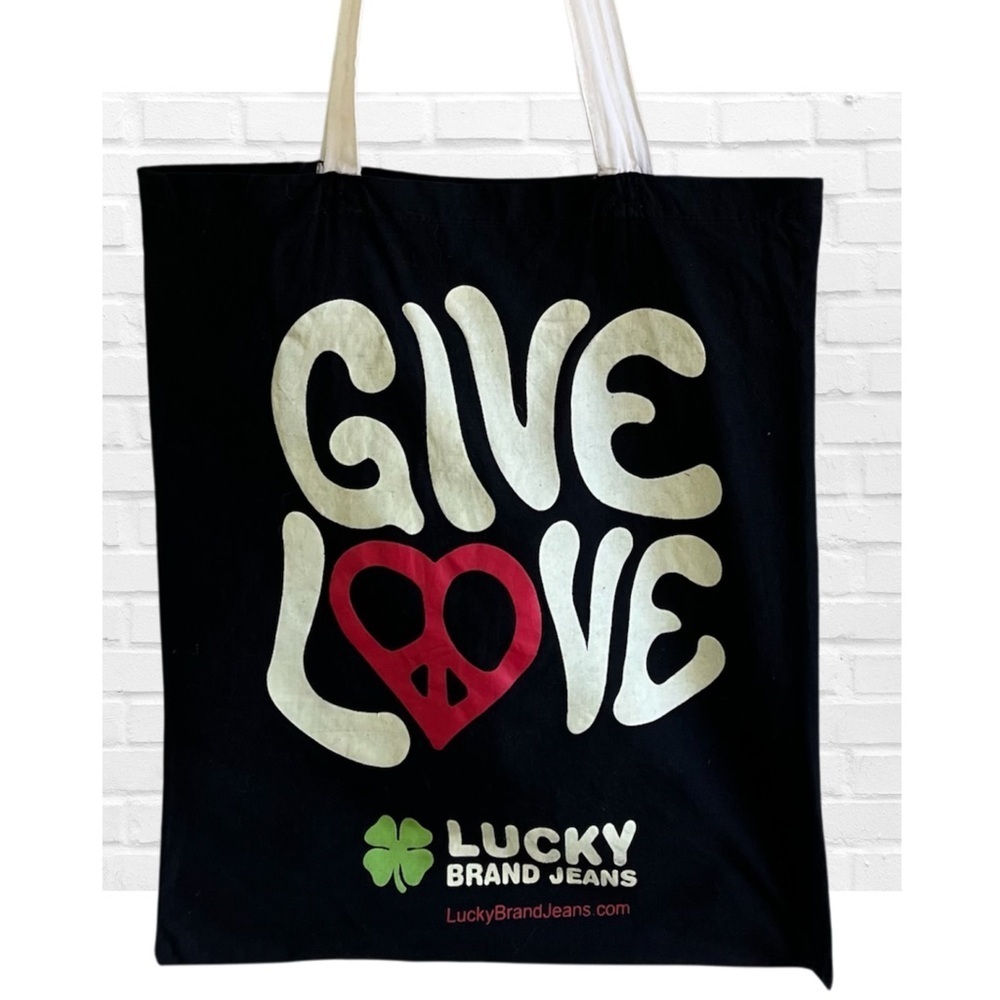Lucky Brand Black Tote with White and Red Graphic